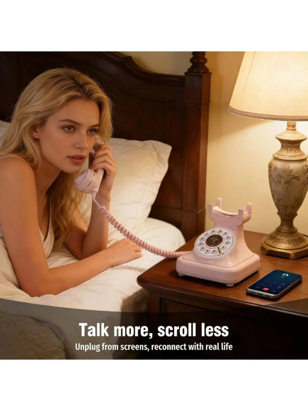 Vintage Bluetooth Retro Phone with Voice Assistant, Wireless Home Telephone